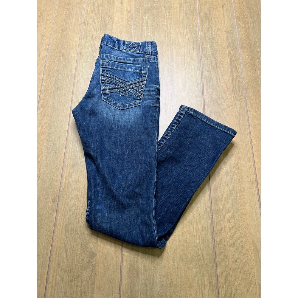 Y2K Aeropostale Bayla Skinny Denim Jeans Dark Wash Sz 7/8 Reg Low Rise‎ boho